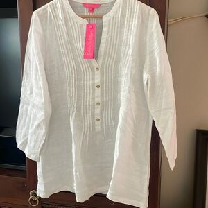 New Lilly Pulitzer white linen tunic